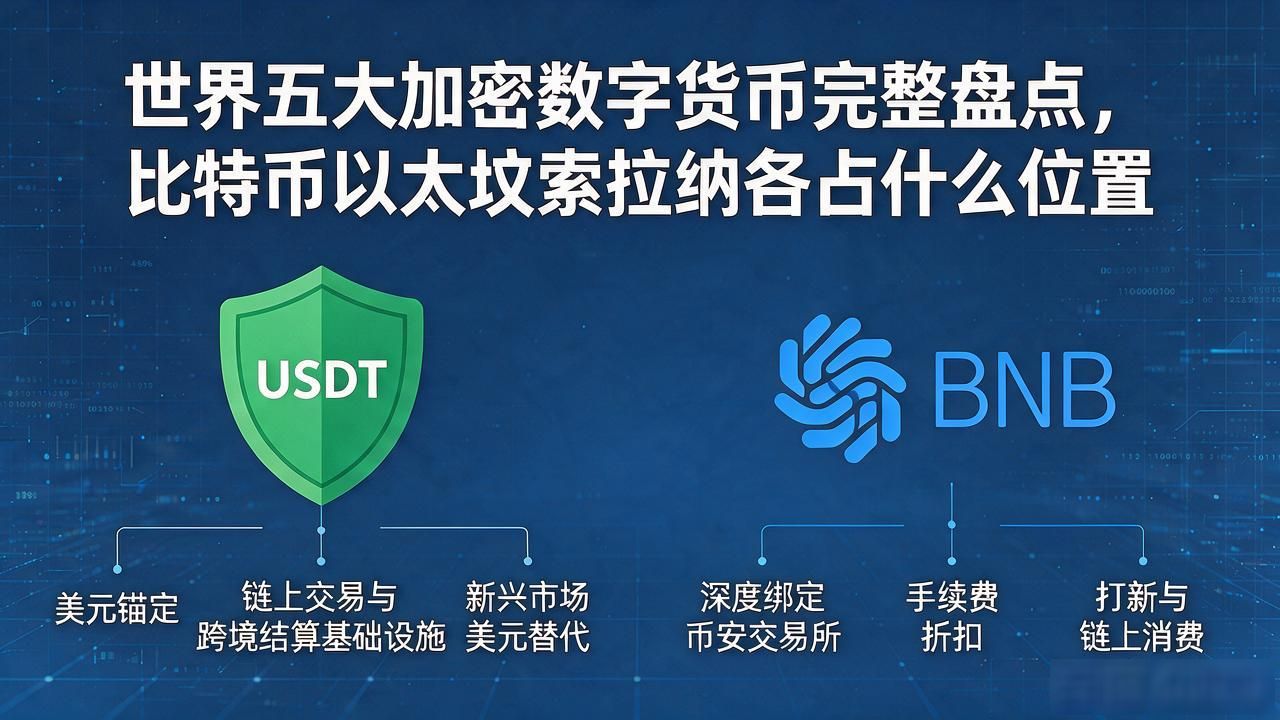 世界五大加密数字货币完整盘点，比特币以太坊索拉纳各占什么位置