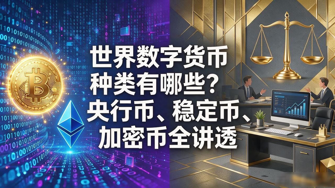世界数字货币种类有哪些？央行币、稳定币、加密币全讲透